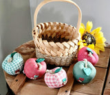 Fabric Apples and Wicker Basket