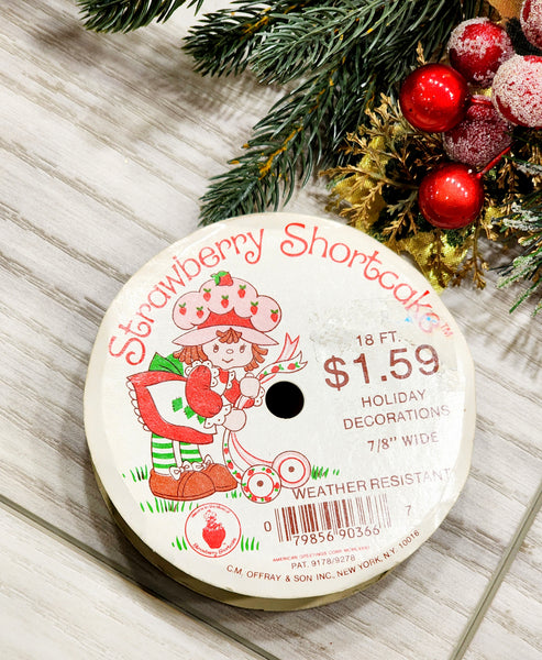 Vintage Spool of Strawberry Shortcake Christmas Ribbon