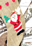 Vintage Burlap Santa Stocking