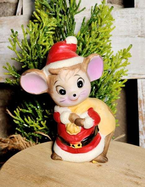 Vintage Enesco Christmas Mouse Figurine