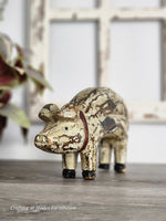 Vintage Wood Carved Pig