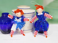 Vintage Beaded Raggedy Ann and Andy Ornament Set
