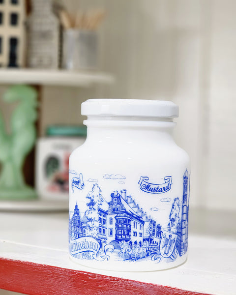 Vintage Milk Glass Mustard Jar