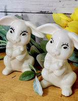 Vintage White Ceramic Bunny Pair