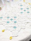 Vintage Aqua and Yellow Crochet Doily