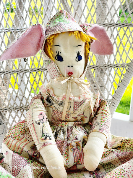 Vintage Holly Hobbie Pillowcase Bunny Doll