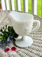 Vintage Imperial Milk Glass Footed Creamer with Floral