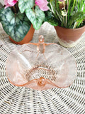 Vintage Pink Depression Glass Bon-Bon Dish with Birds