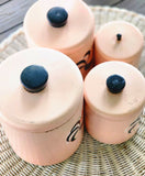 Vintage Pink Rooster Canister Set