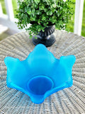 Vintage Blue Satin Glass Bowl