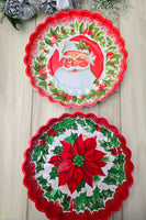 Vintage Santa and Poinsettia Tray Set