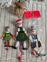 Wooden Jumping Jack Vintage Ornament Set