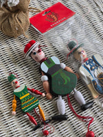 Wooden Jumping Jack Vintage Ornament Set