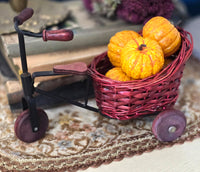 Vintage Mini Wicker Bike with Blow Mold Pumpkins