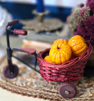 Vintage Mini Wicker Bike with Blow Mold Pumpkins