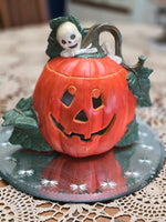 Vintage Pumpkin with Skeleton