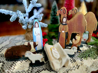 Vintage Wooden Handpainted Nativity Set