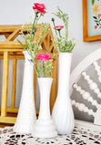 Vintage Milk Glass Vase Set with Floral