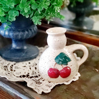 Vintage Cherry Pottery Candleholder