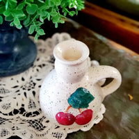 Vintage Cherry Pottery Candleholder