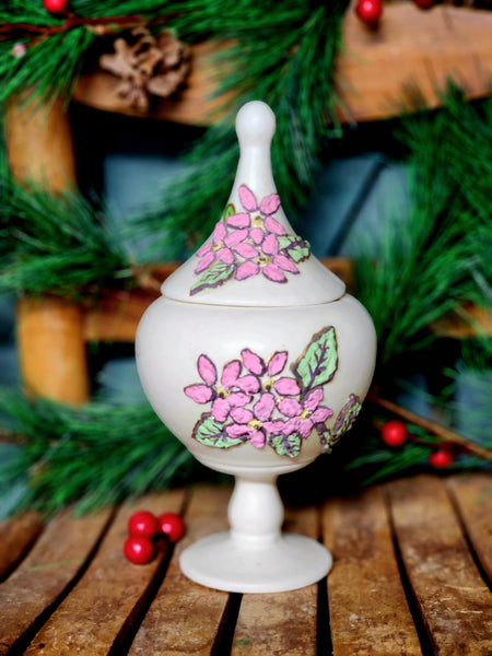 Vintage Pink Pointsettia Candy Dish
